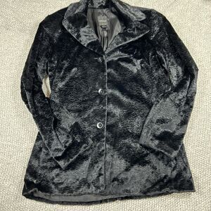 Anonymous John Carlisle Jacket Womens Large Black Fake Fur Look Real Genuin